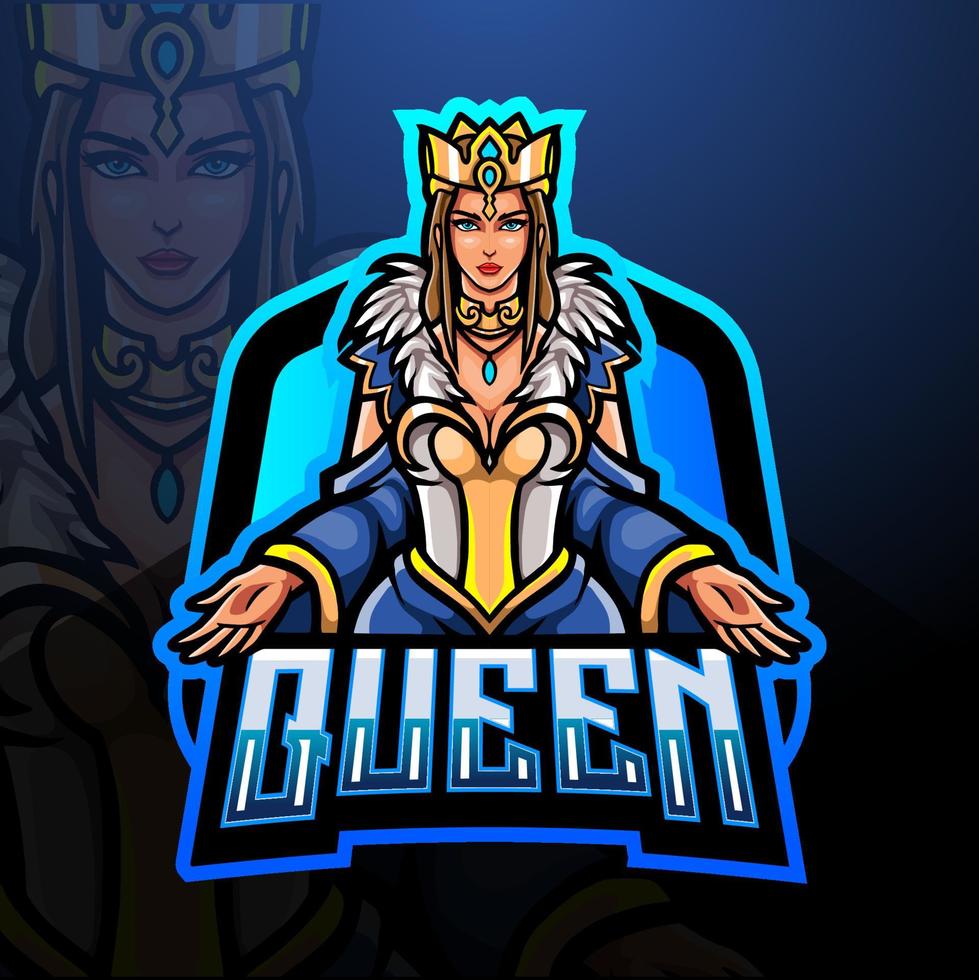 Queen esport logo mascot design vector