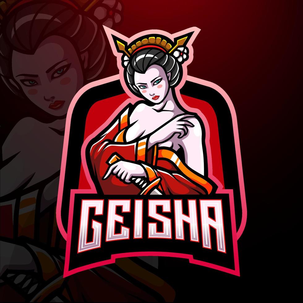 Geisha esport logo mascot design vector