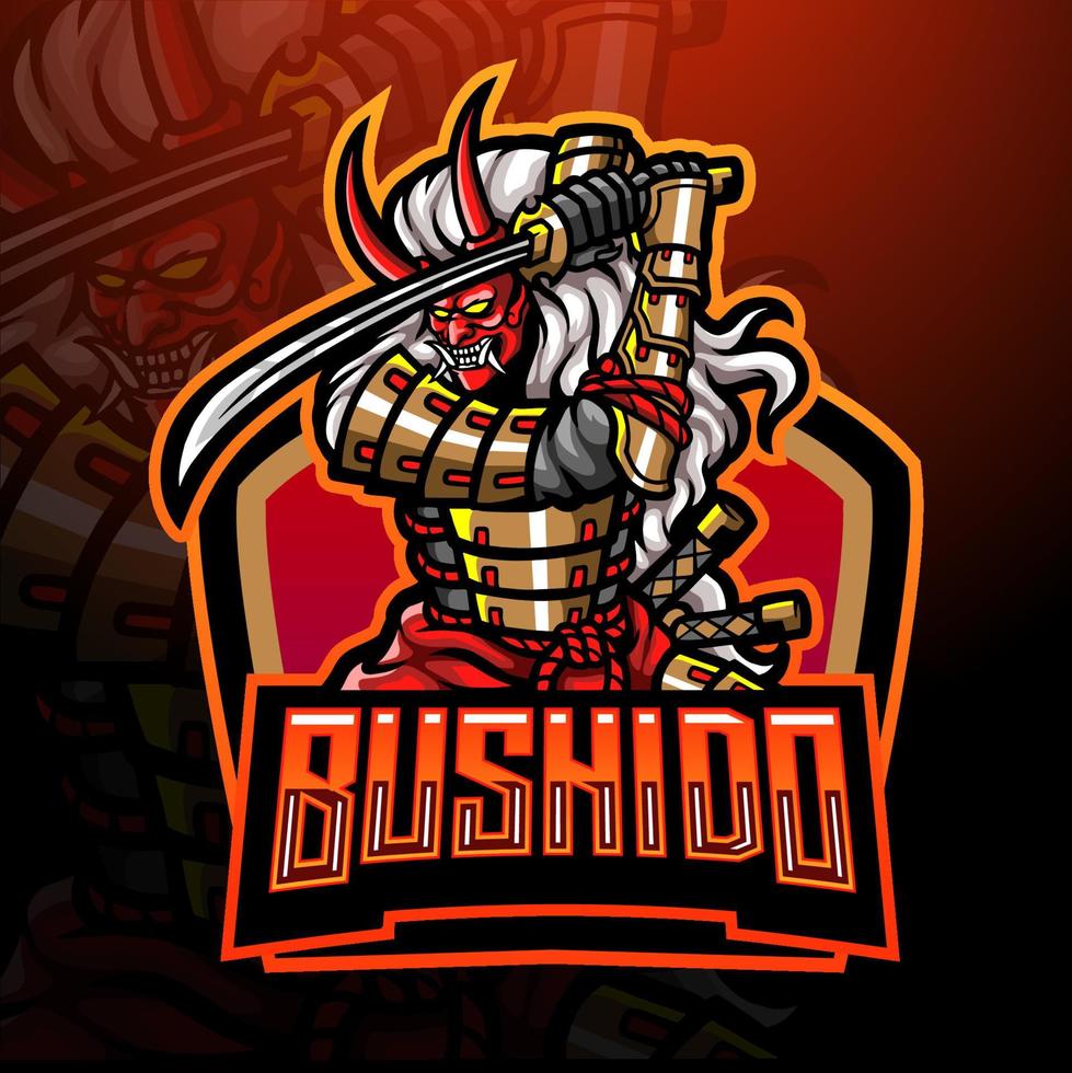 Evil samurai esport logo mascot design vector