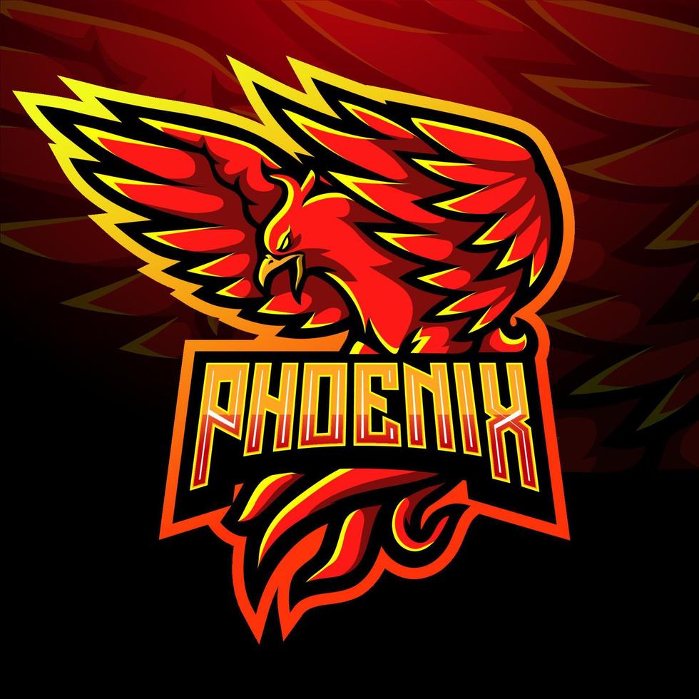 diseño de la mascota del logotipo de esport de fénix rojo vector