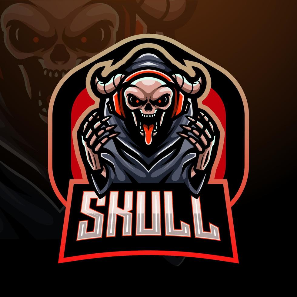 Reaper skull esport logo mascot design vector