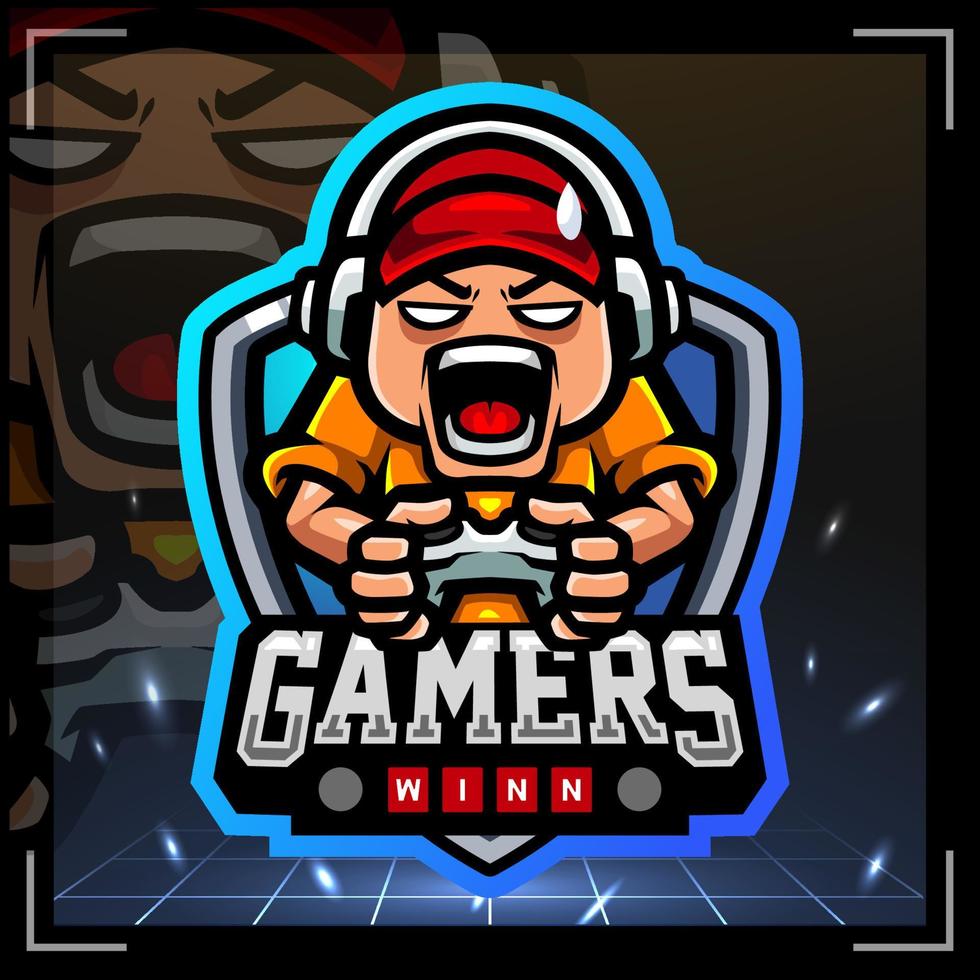 Gamer kids mascot. esport logo design vector