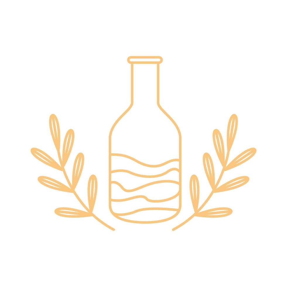 line bottle with olive oil leaf logo design, vector graphic symbol icon illustration creative idea