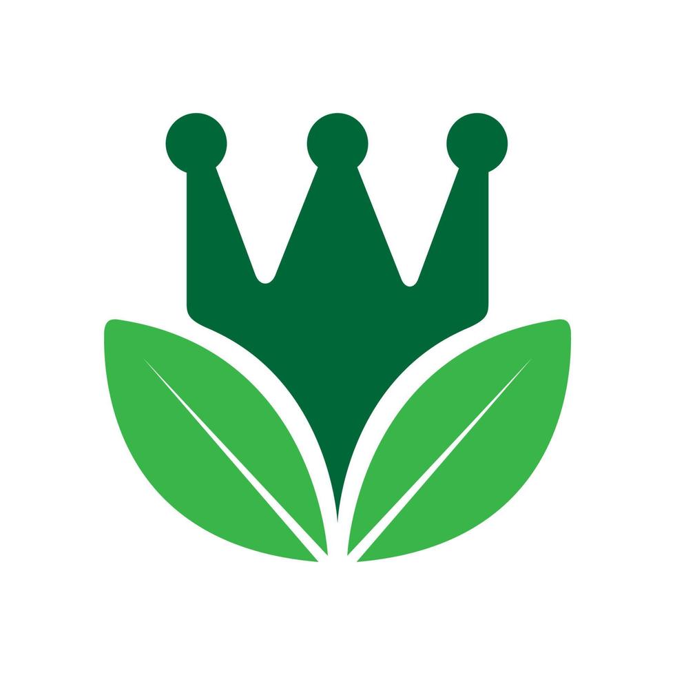 hoja verde con diseño de logotipo de corona, símbolo gráfico vectorial icono ilustración idea creativa vector