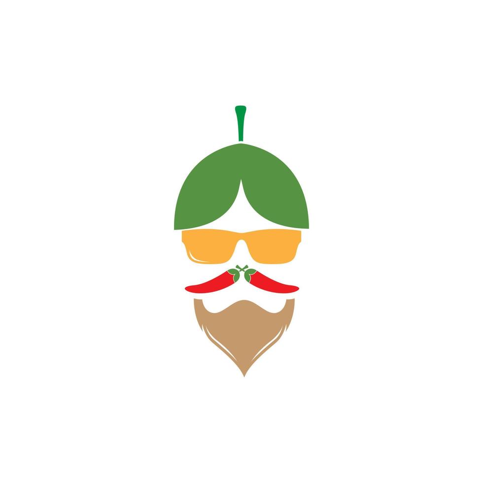 cara de hombre con verduras frescas diseño de logotipo, símbolo gráfico vectorial icono ilustración idea creativa vector