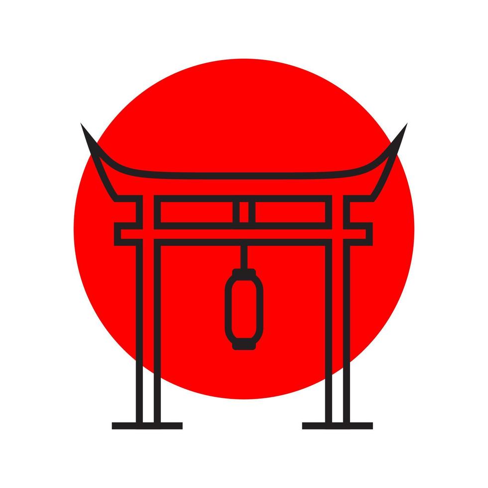torii japan gate with lantern logo design, vector graphic symbol icon illustration creative idea