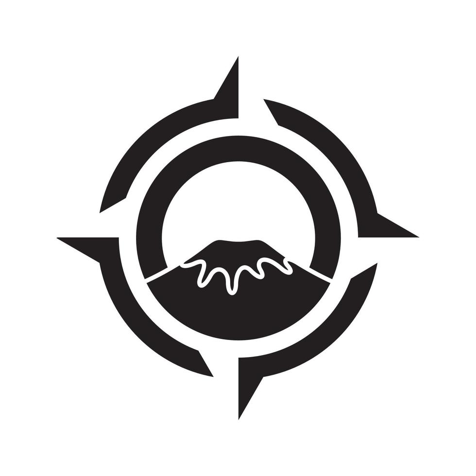 compass with mountain logo design, vector graphic symbol icon illustration creative idea