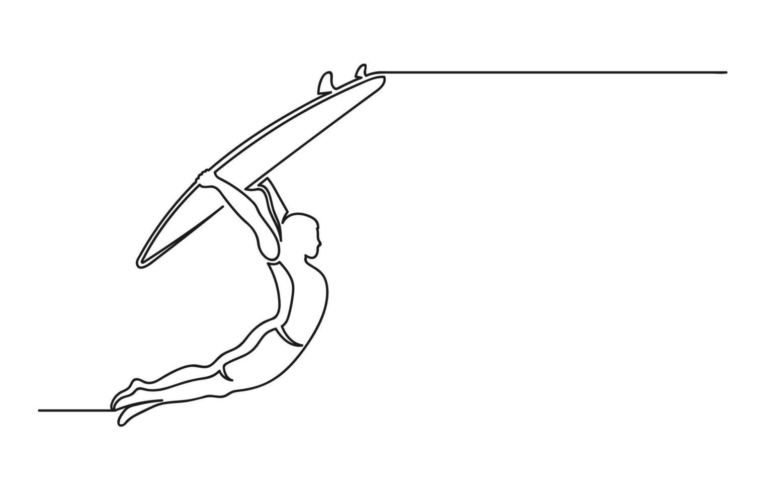 dibujo continuo de una línea de surfista vector