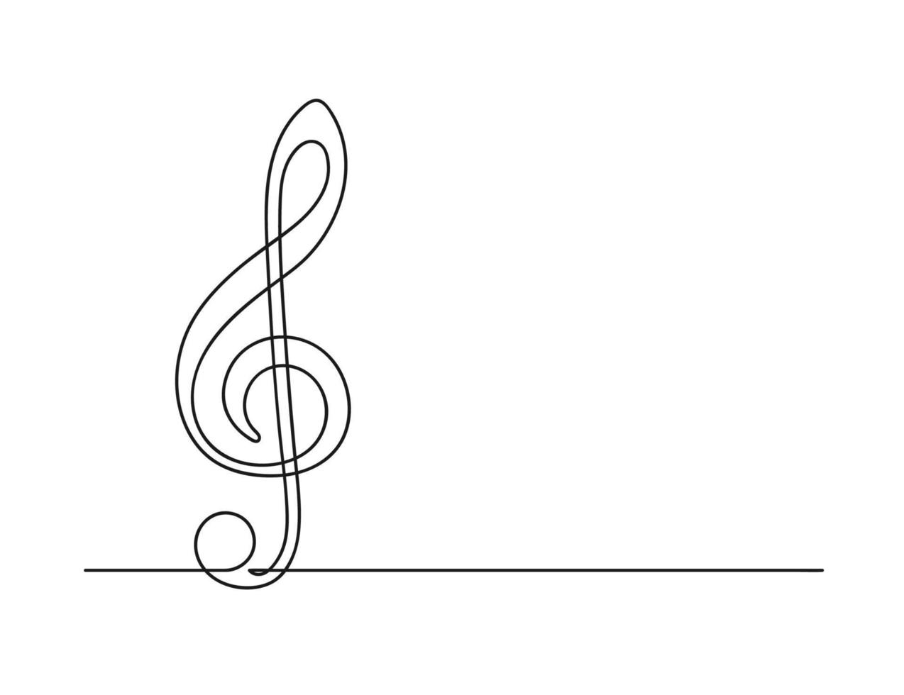 Continuous one line drawing of a treble clef vector