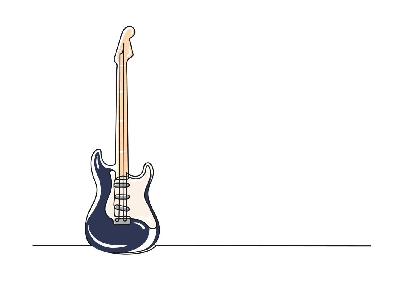 dibujo continuo de una línea de una guitarra vector