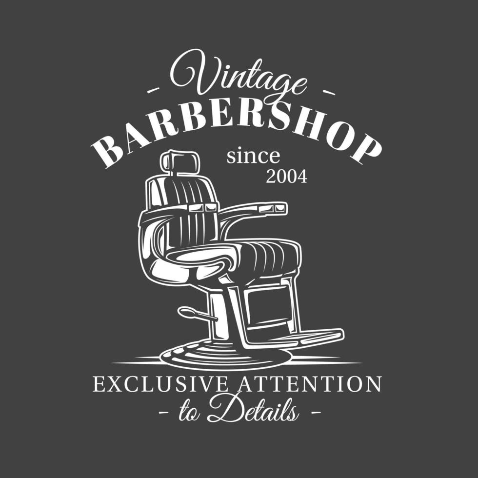 etiqueta de barbería aislada sobre fondo negro vector