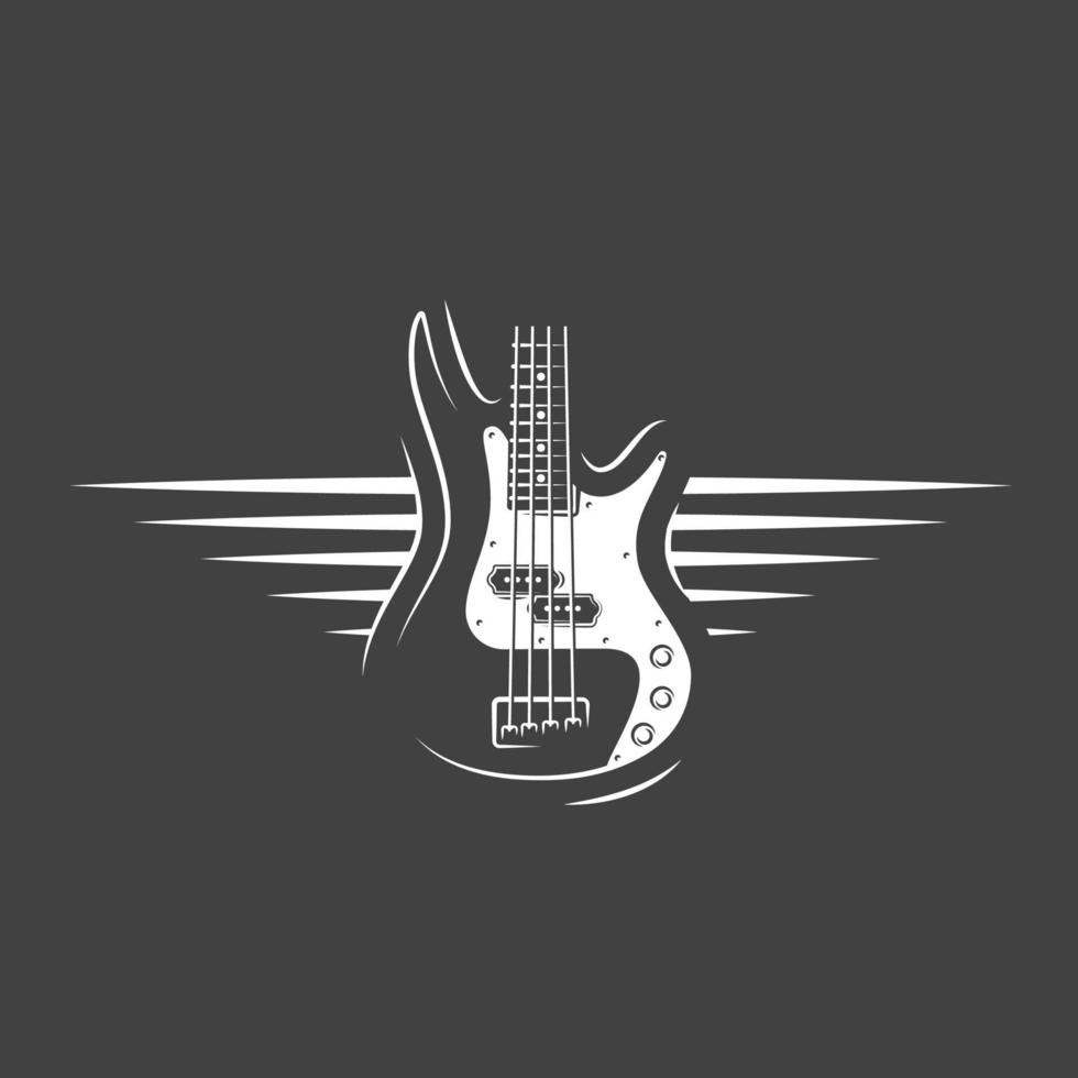 parte de la guitarra aislada en un fondo negro vector