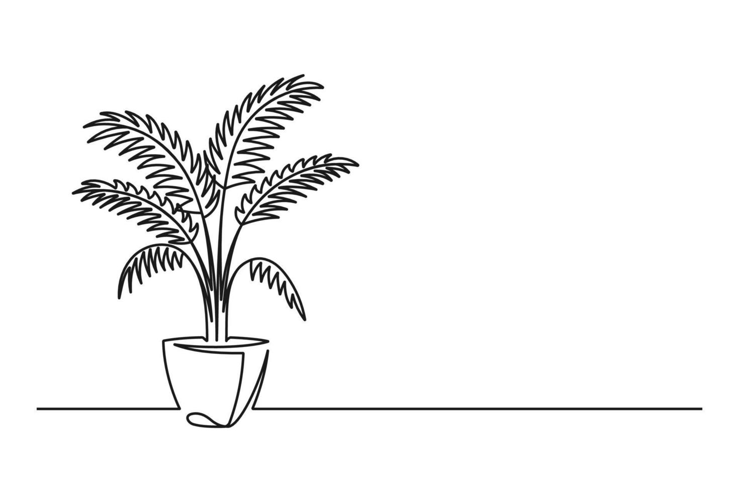 Continuous line drawing of a flower in a pot vector