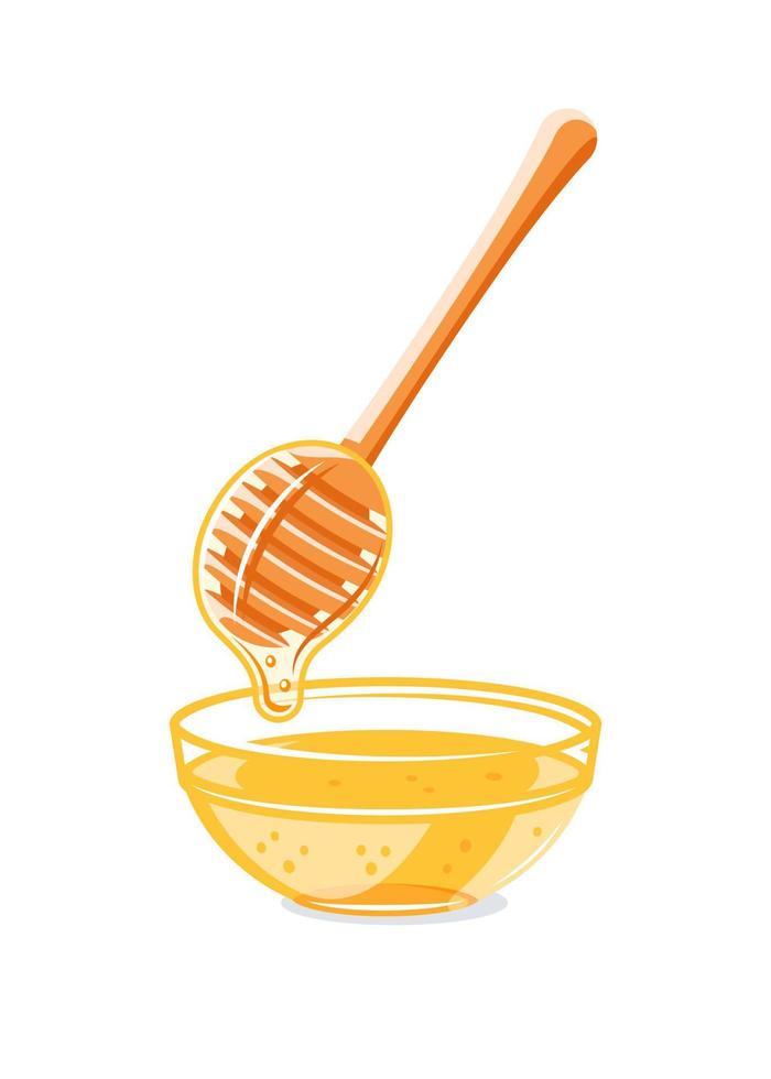 Glass capacity and spoon with drops of honey vector