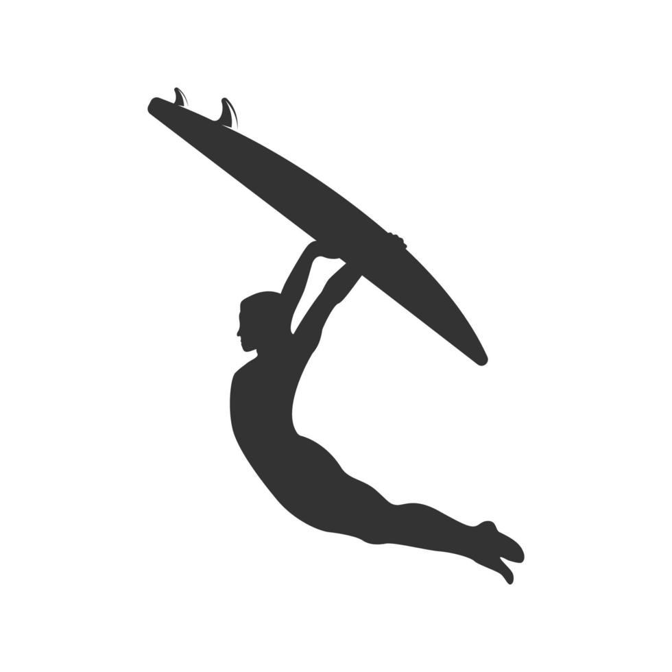Surfer silhouette isolated on white background vector