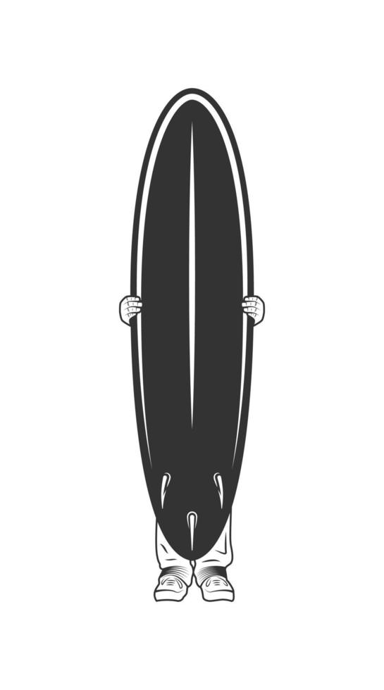 silueta de tabla de surf aislado sobre fondo blanco vector