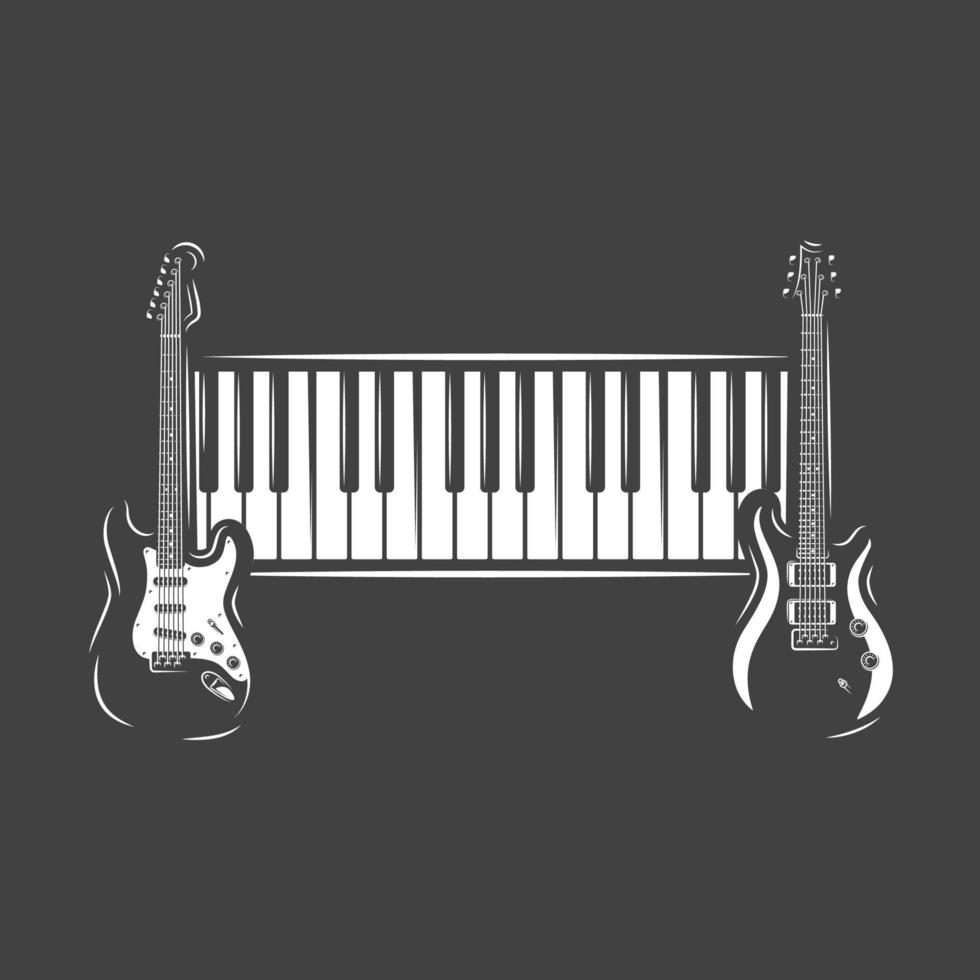 dos guitarras y teclado de piano vector