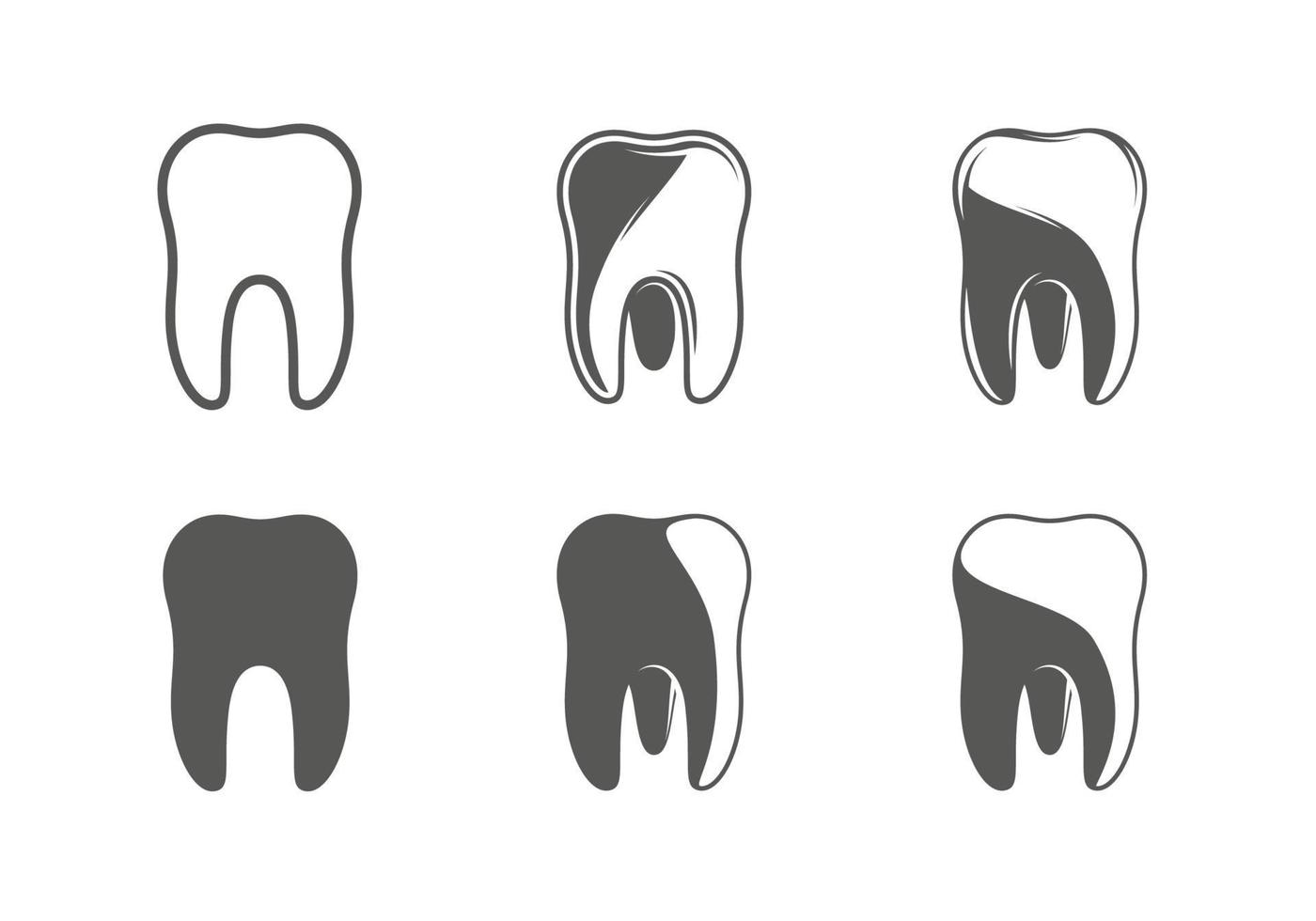 conjunto de dientes aislado sobre un fondo blanco vector