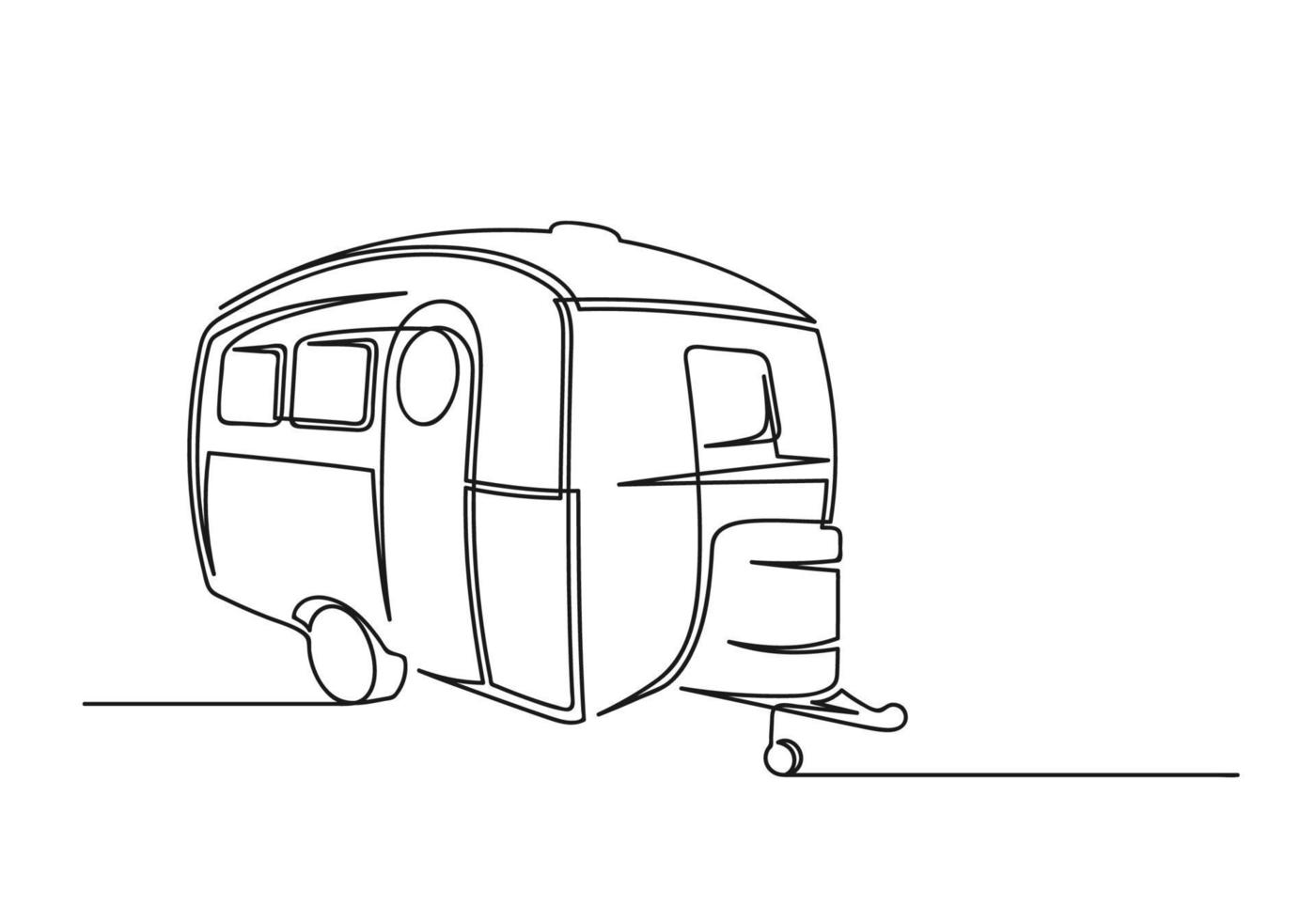 Continuous one line drawing of motorhome vector