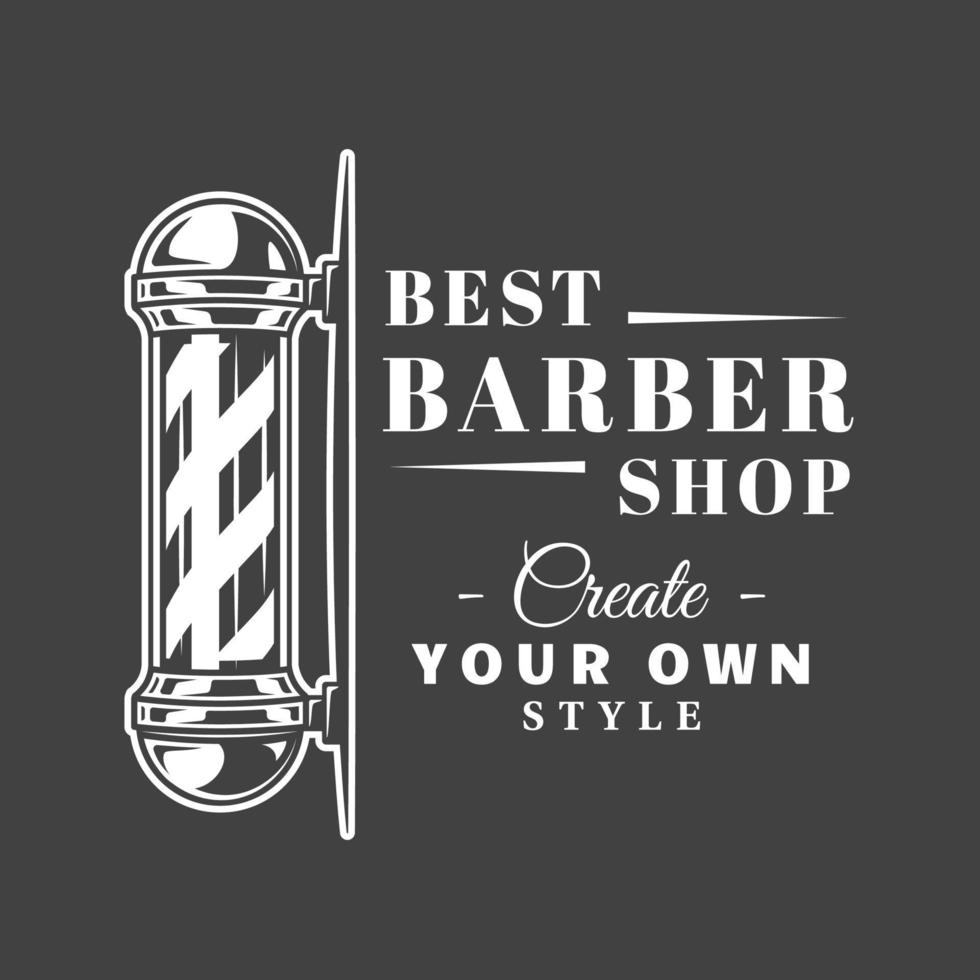 Barbershop label isolated on black background vector