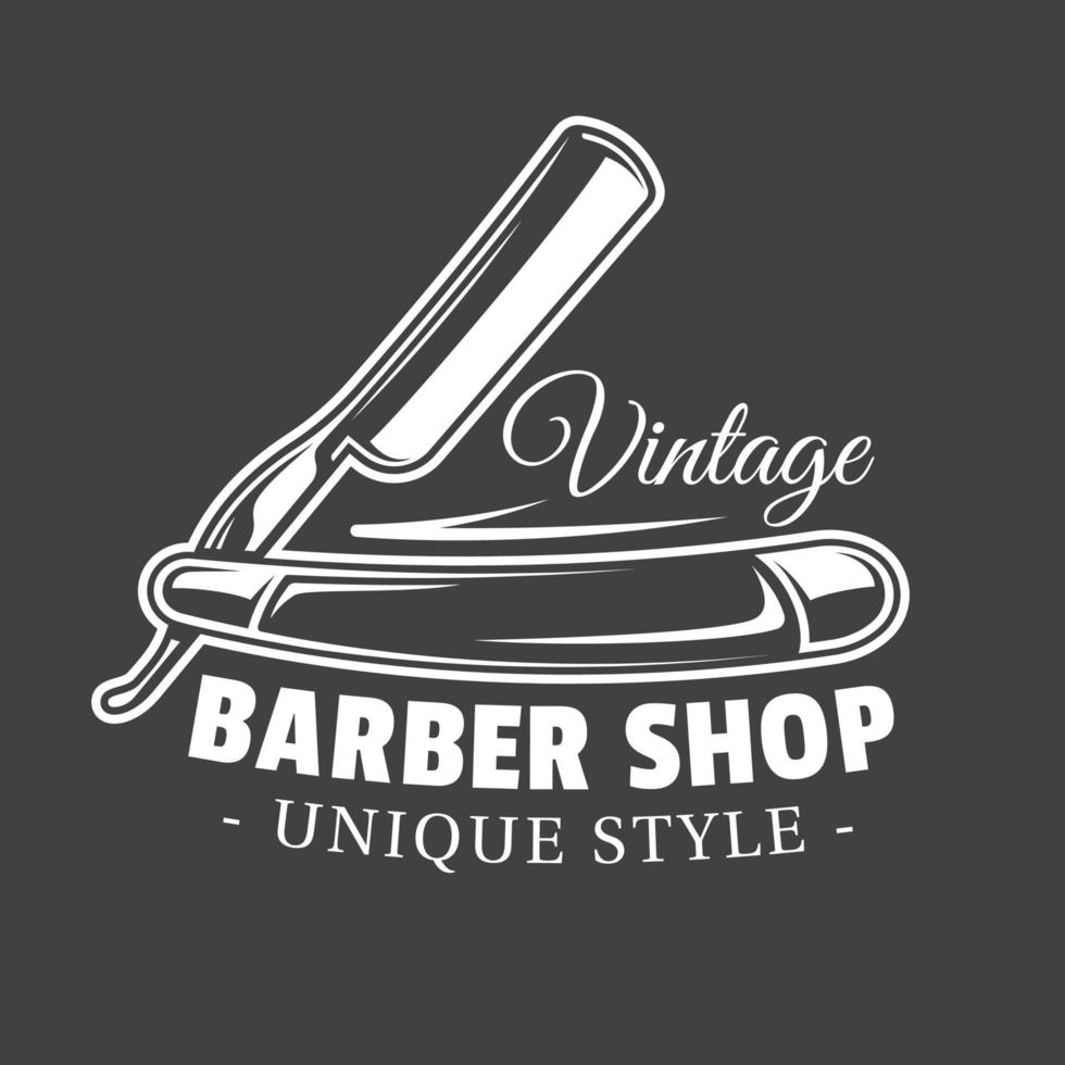 Barbershop label isolated on black background vector