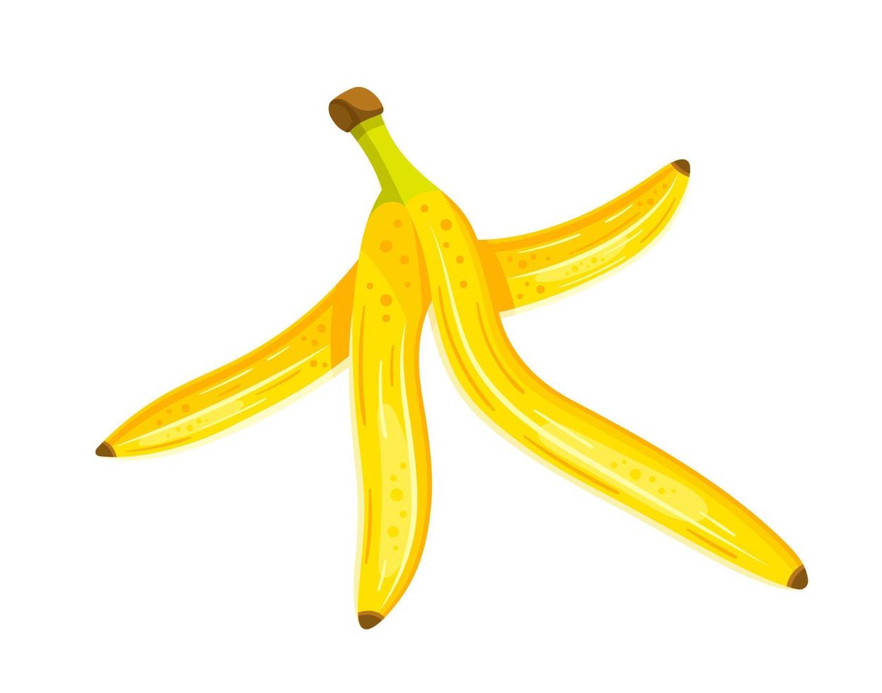 cáscara de plátano amarillo en estilo de dibujos animados vector