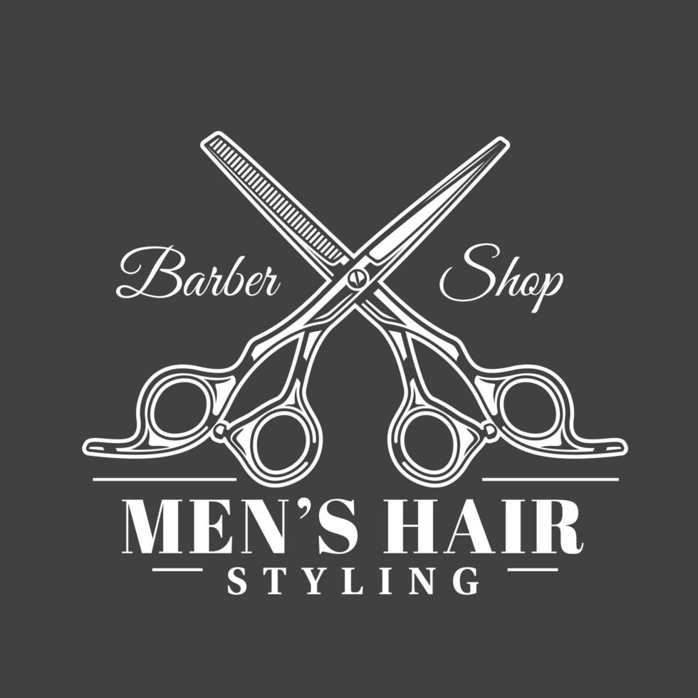 Barbershop label isolated on black background vector