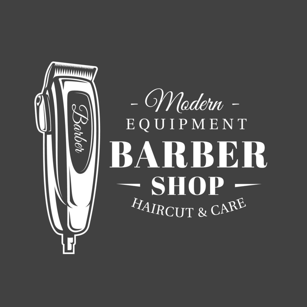 Barbershop label isolated on black background vector