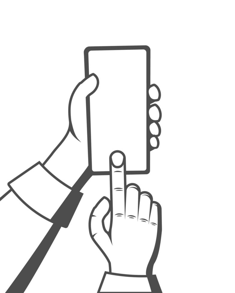 Hand holding cell phone vector