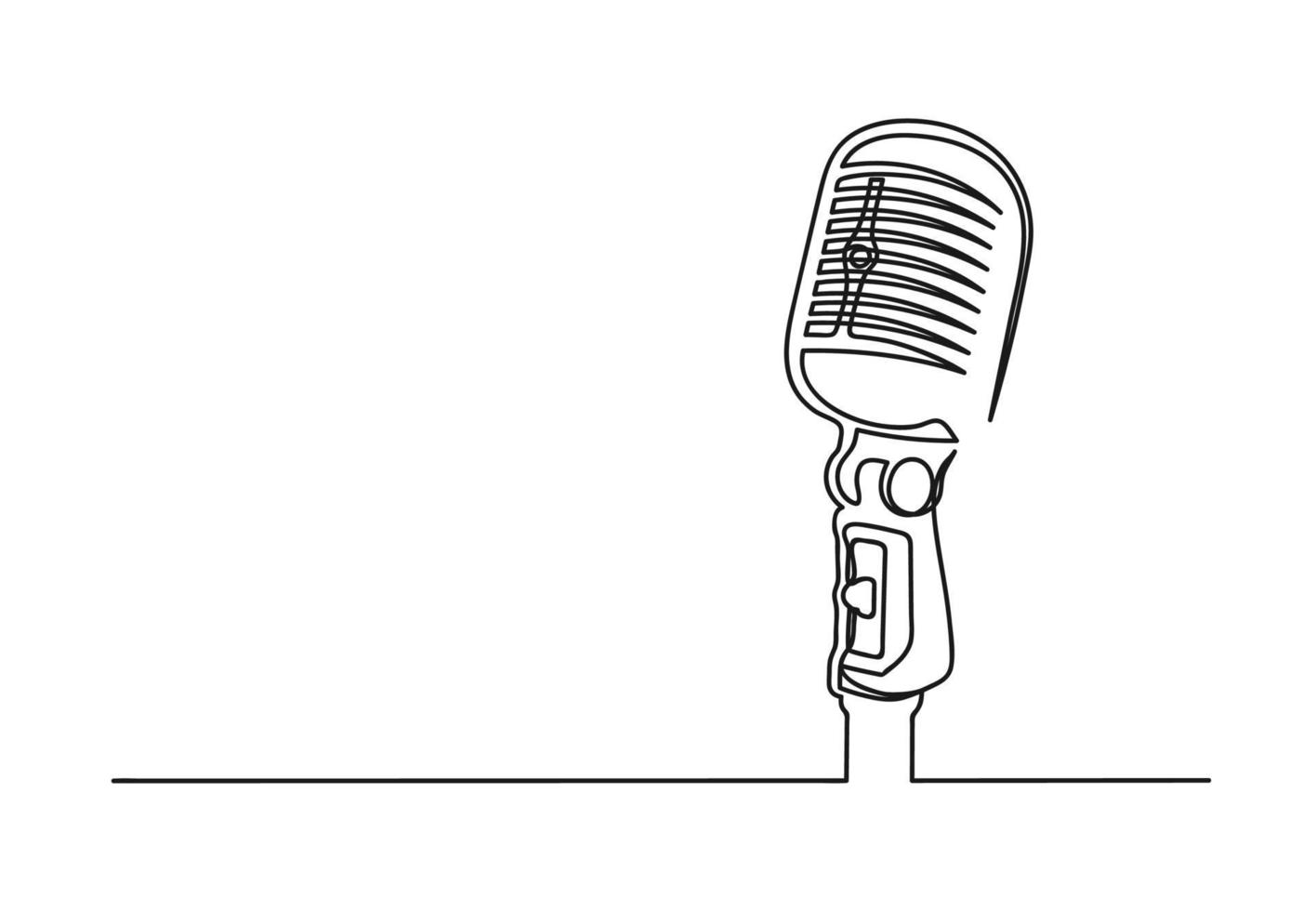 Continuous one line drawing of a microphone vector
