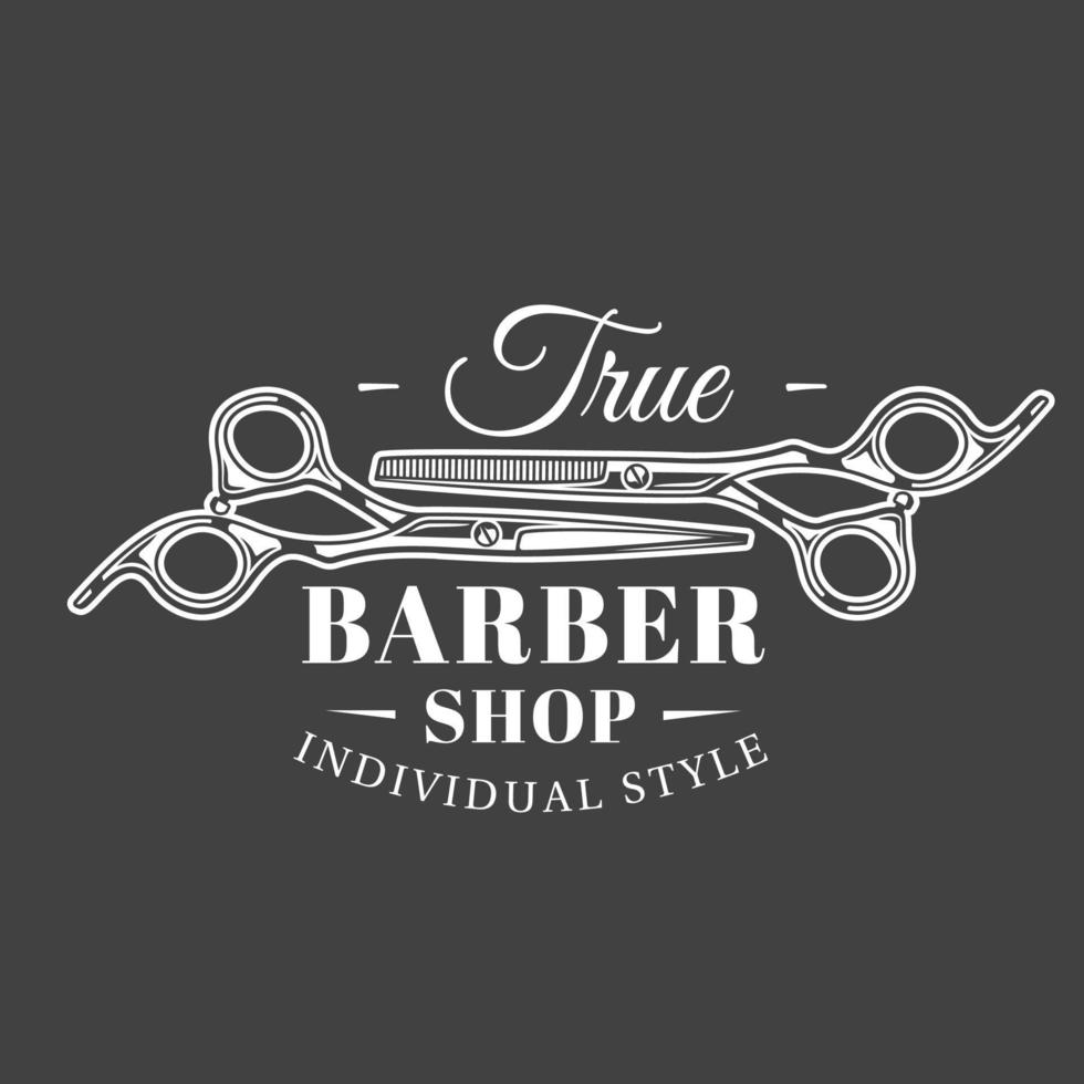 Barbershop label isolated on black background vector