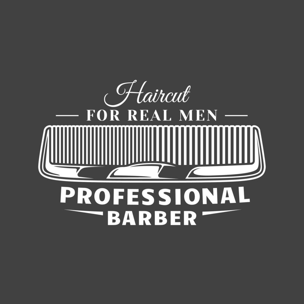 Barbershop label isolated on black background vector