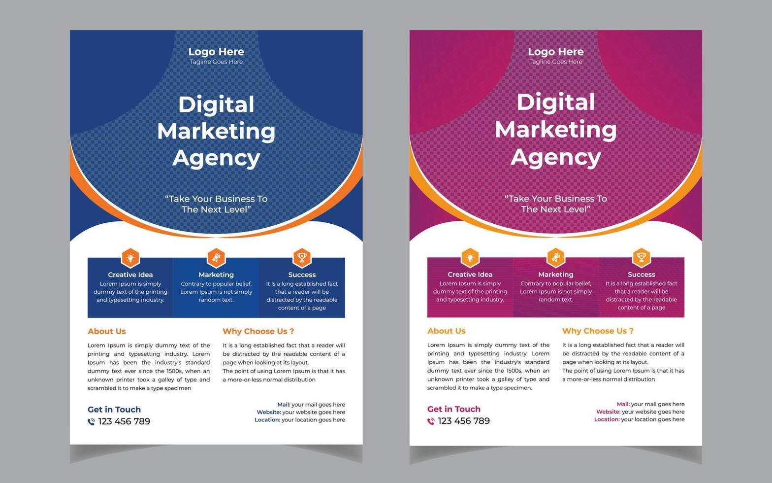 Digital marketing agency modern business flyer template design vector