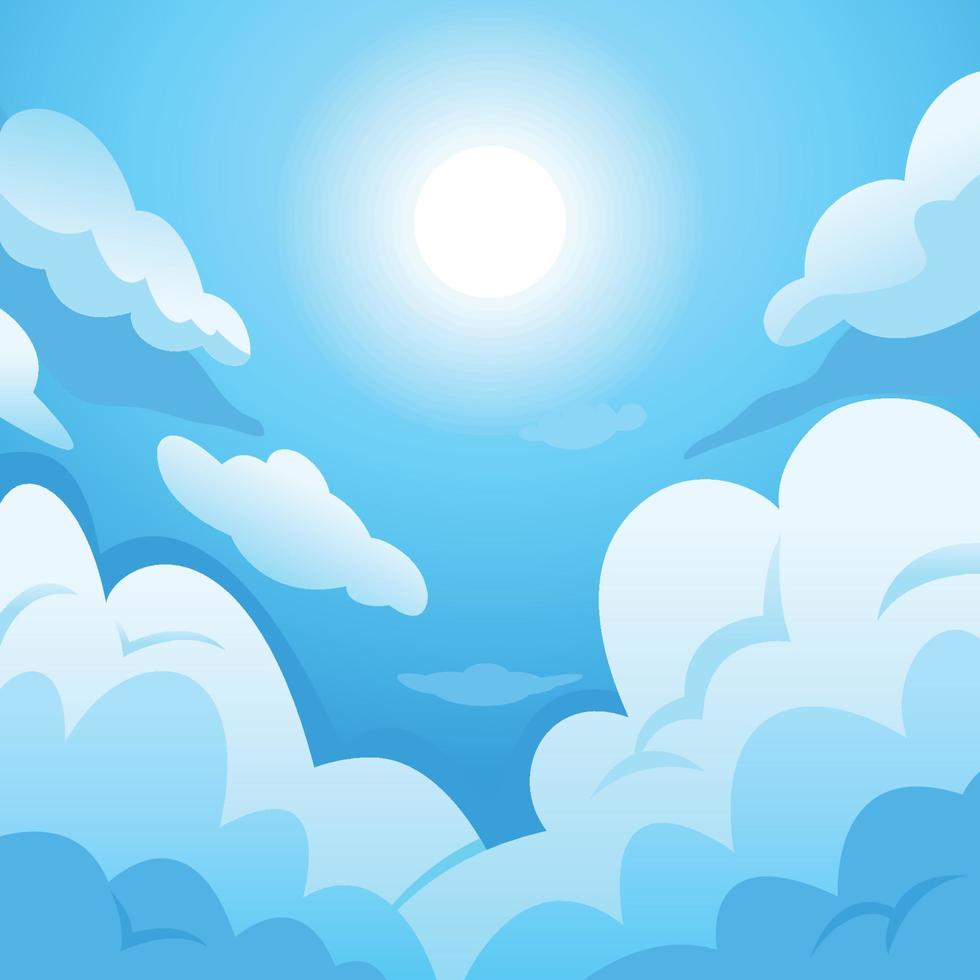 Background of Bright Shinning Sun on Cloudy Sky vector