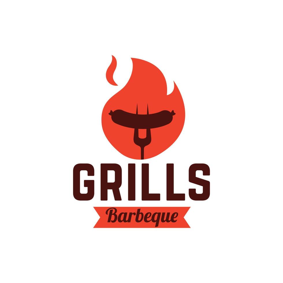 Barbeque logo design with sausage silhouette vector