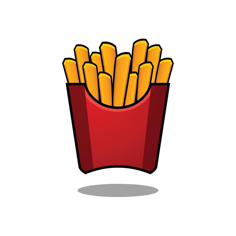 French fried potato in a red pack box. Fast food vector