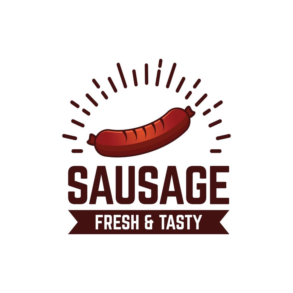delicious fresh sausage logo design vector