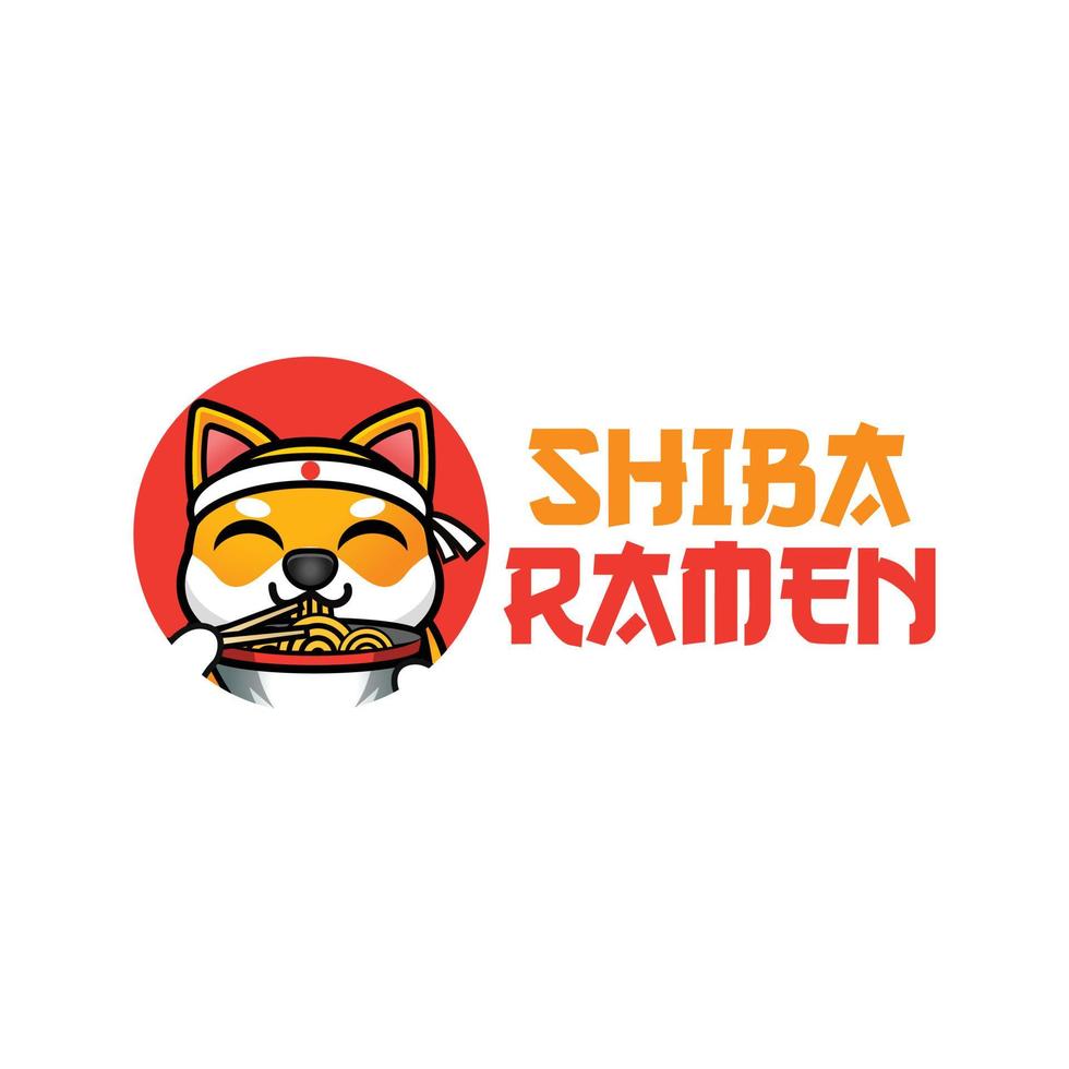 shiba inu ramen empresa logotipo vector ilustración