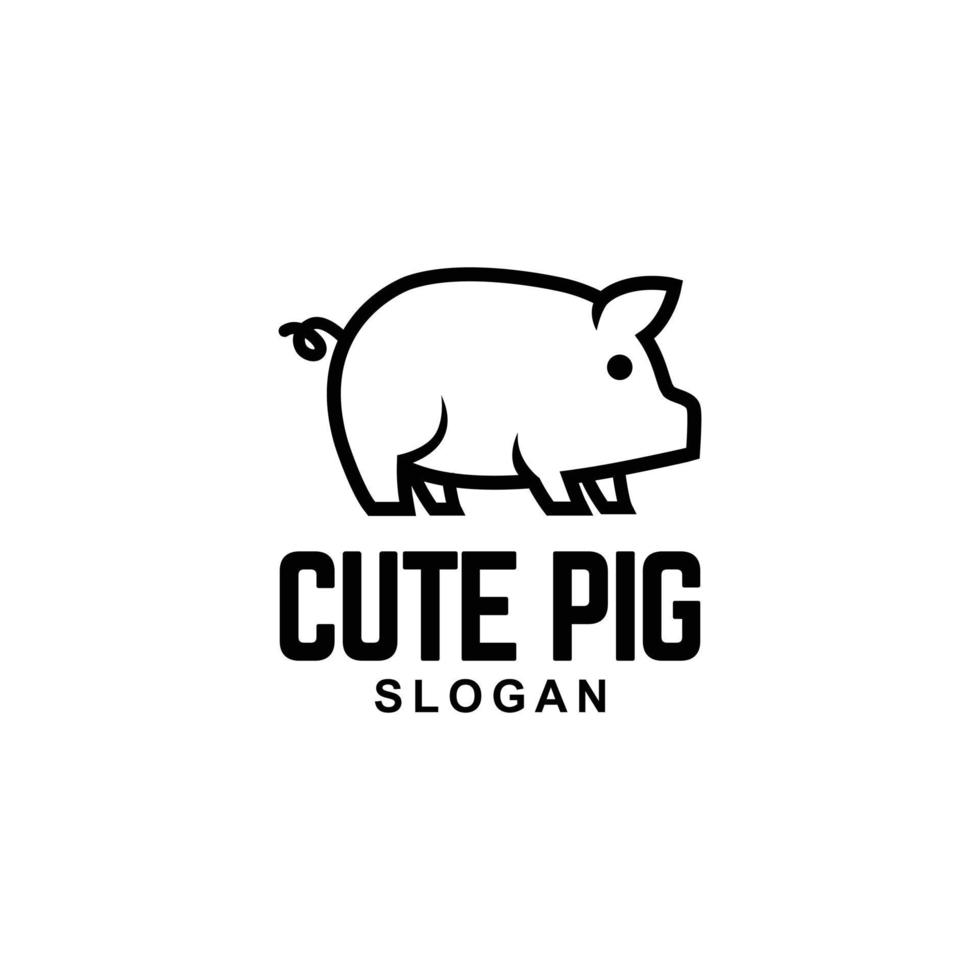 logotipo de vector de contorno de cerdo lindo