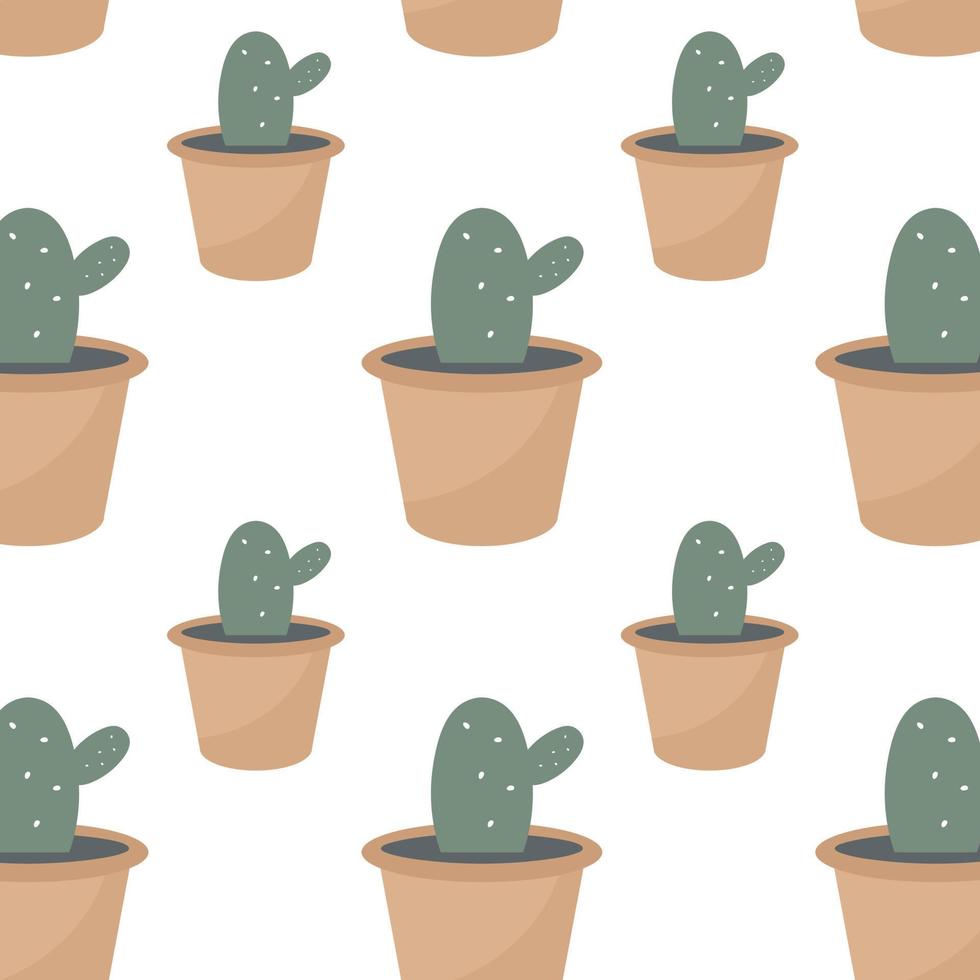 patrón sin costuras con cactus en maceta. ilustración vectorial vector