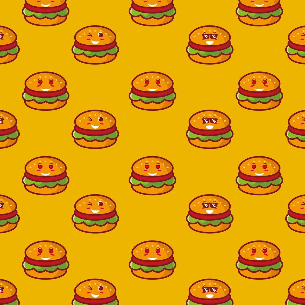 lindo, sonriente, divertido, hamburguesa, conjunto, collection.vector, plano, caricatura, cara, carácter, mascota, ilustración, ., aislado, blanco, plano de fondo vector