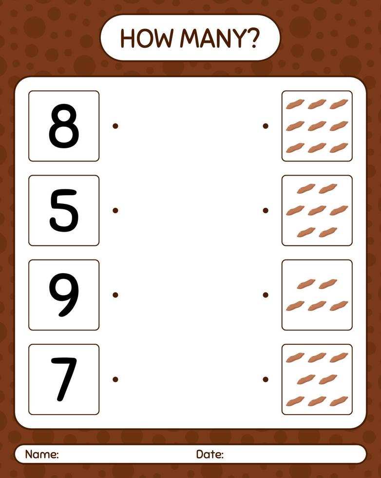 How many counting game with sweet potato. worksheet for preschool kids, kids activity sheet, printable worksheet vector