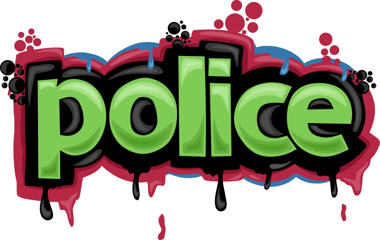 colorful POLICE writing graffiti design vector