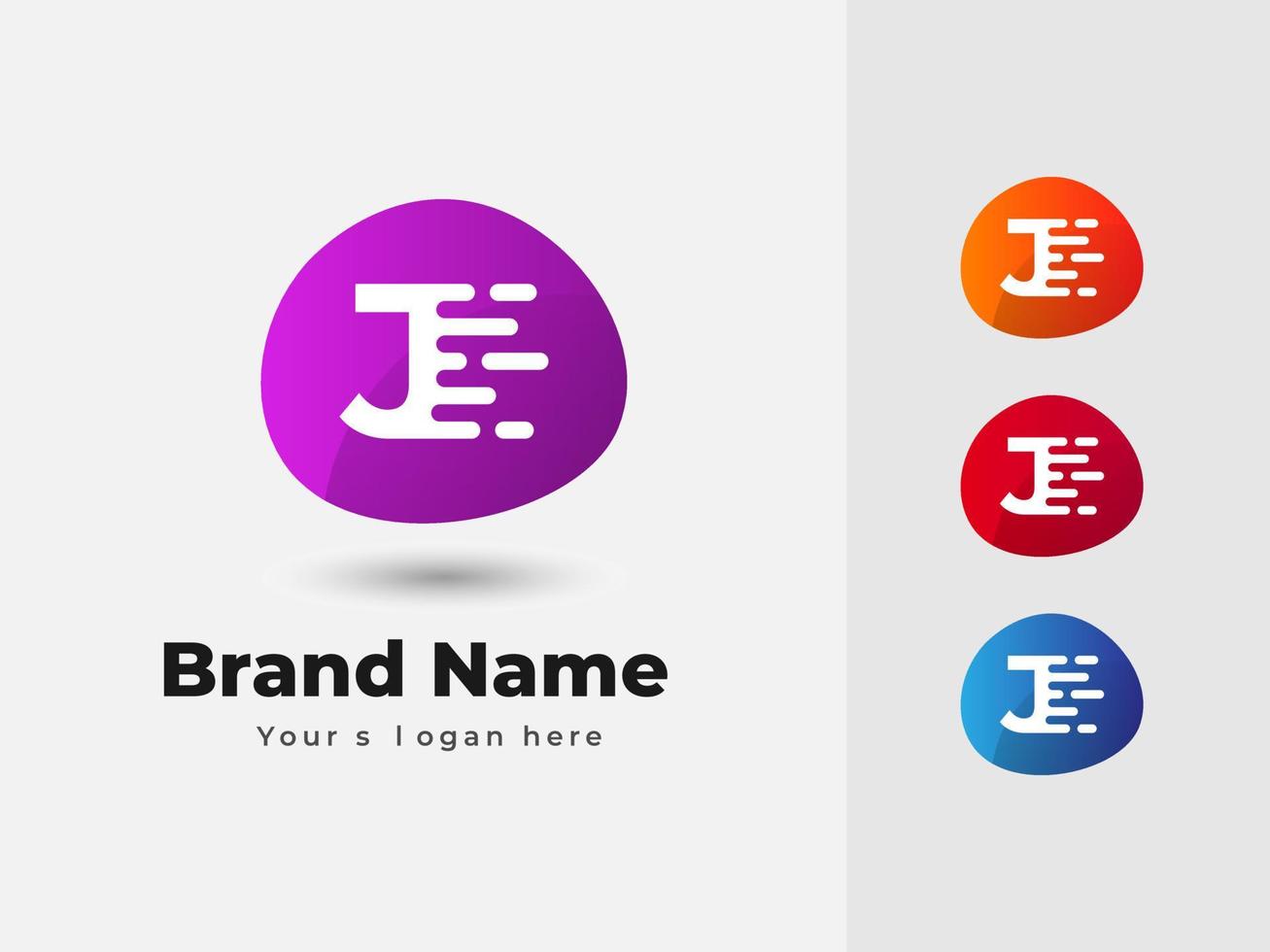 letra j velocidad y tecnología diseño de logotipo vectorial colorido abstracto vector