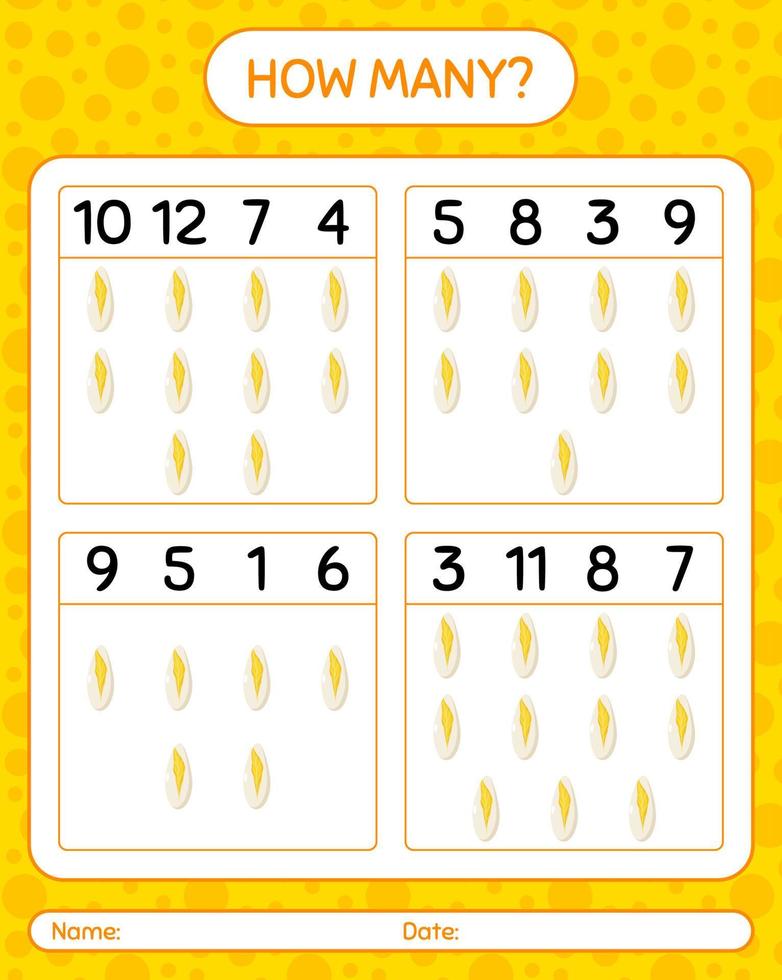 How many counting game with witloof. worksheet for preschool kids, kids activity sheet, printable worksheet vector