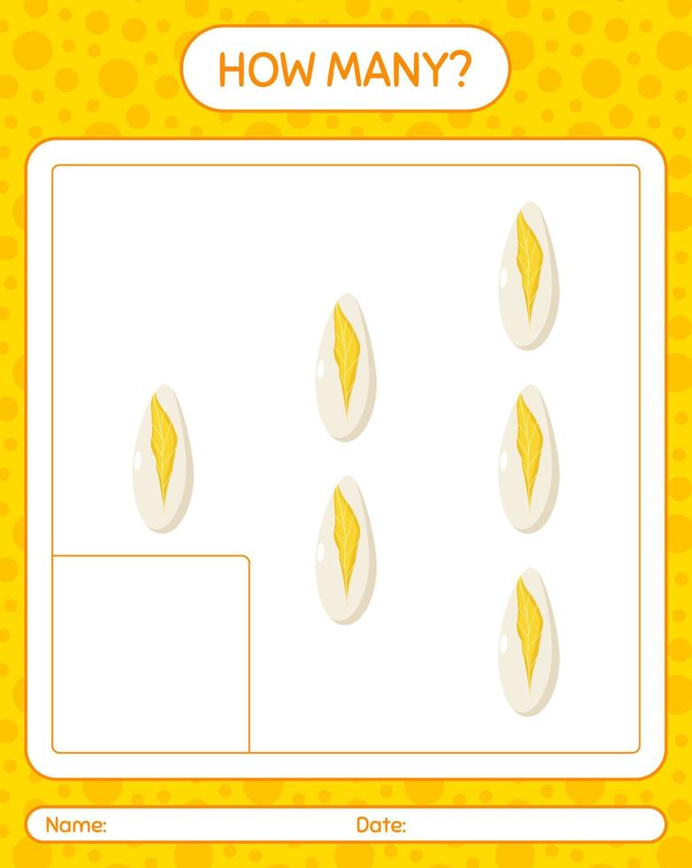How many counting game with witloof. worksheet for preschool kids, kids activity sheet, printable worksheet vector