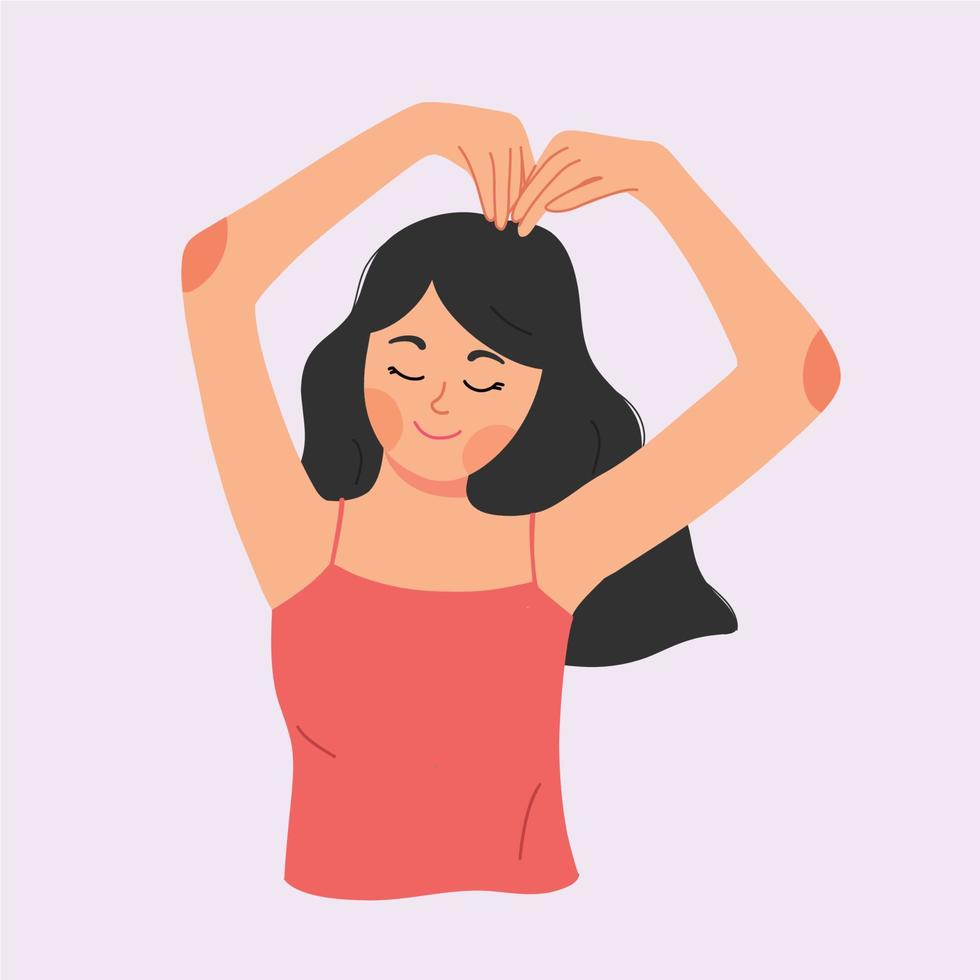 mujer joven haciendo amor corazón mano gesto ilustración vector