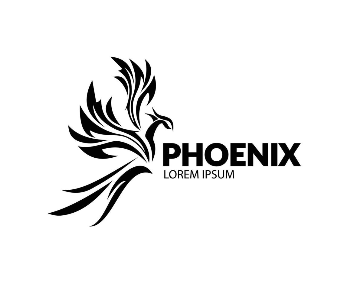 cool and dashing phoenix logo with long tail vector