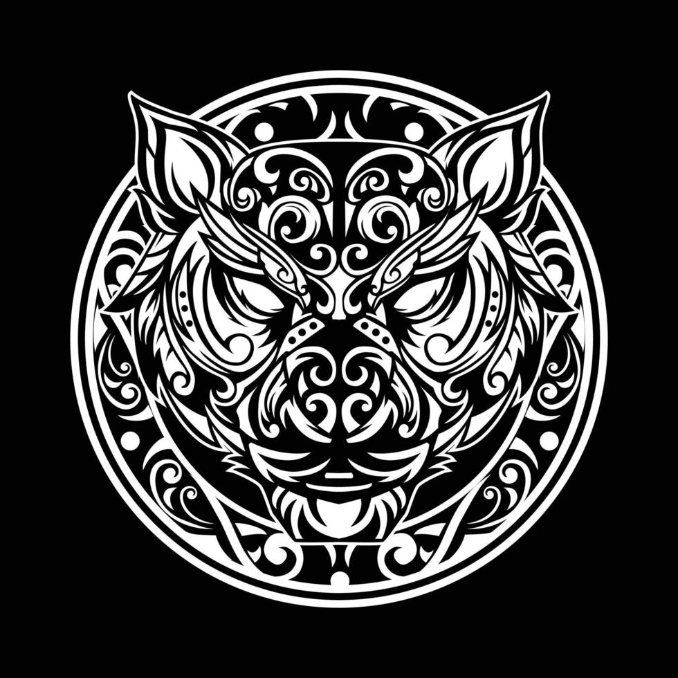 vector de tatuaje de ilustración de cabeza de tigre