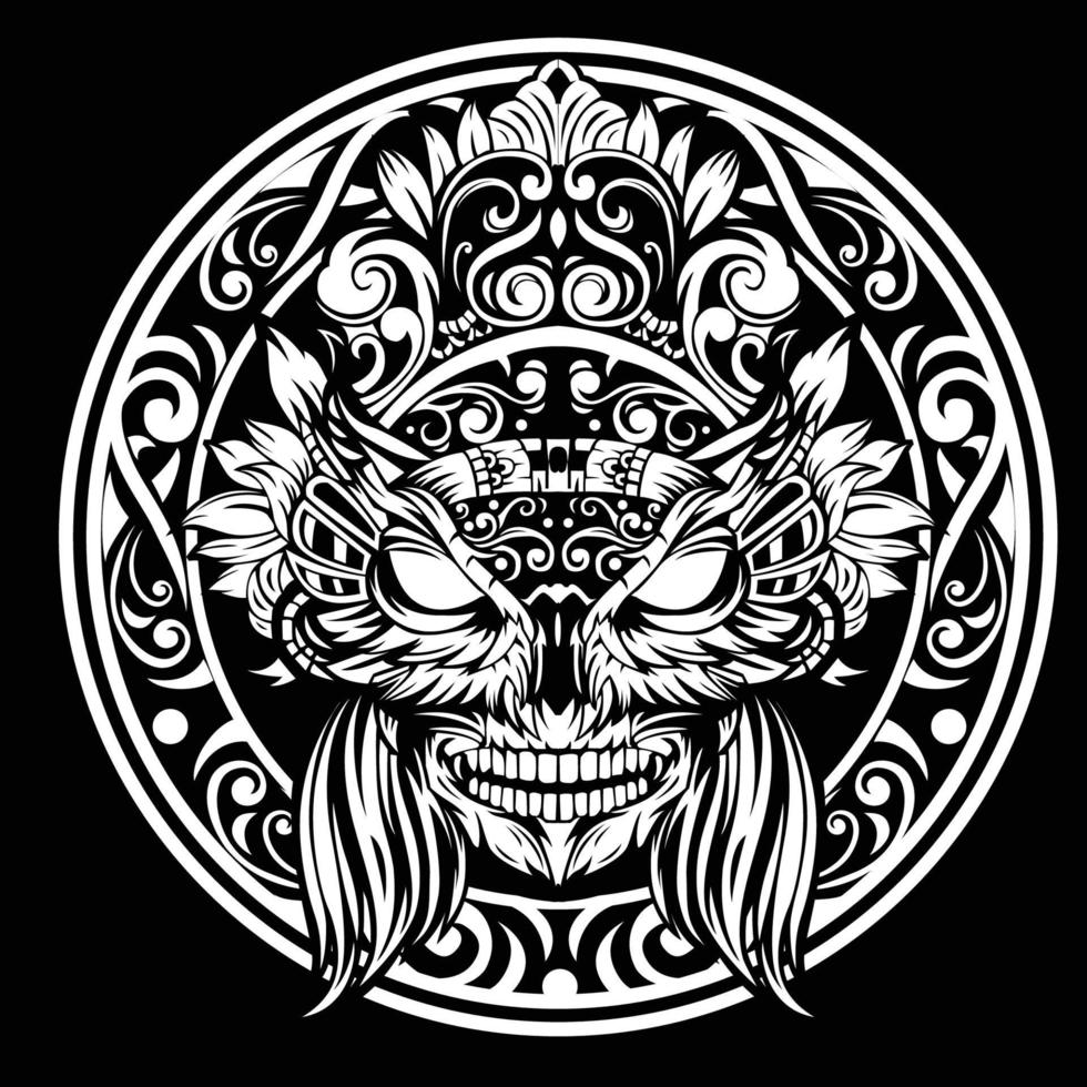 vector de tatuaje de ilustración de cabeza de bruja